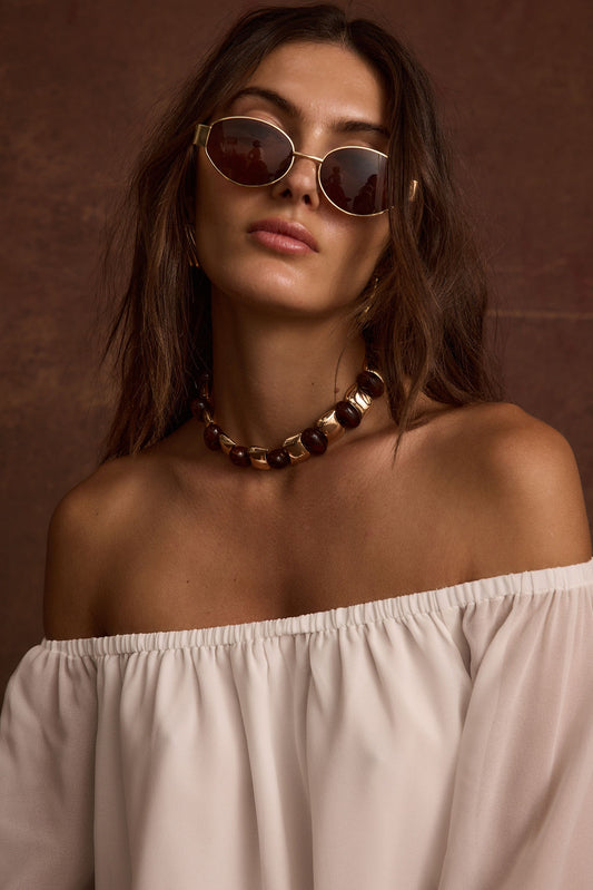 Alizae Stone and Gold Choker