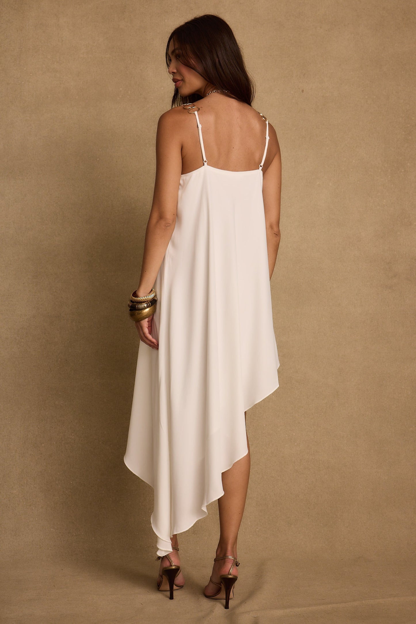 Ashlyn White Asymmetrical Midi Dress
