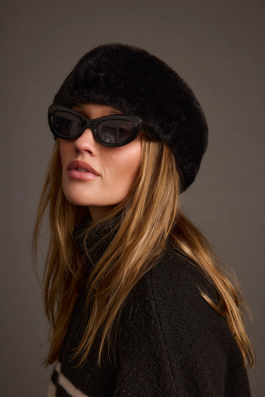 Chalet Black Faux Fur Headband
