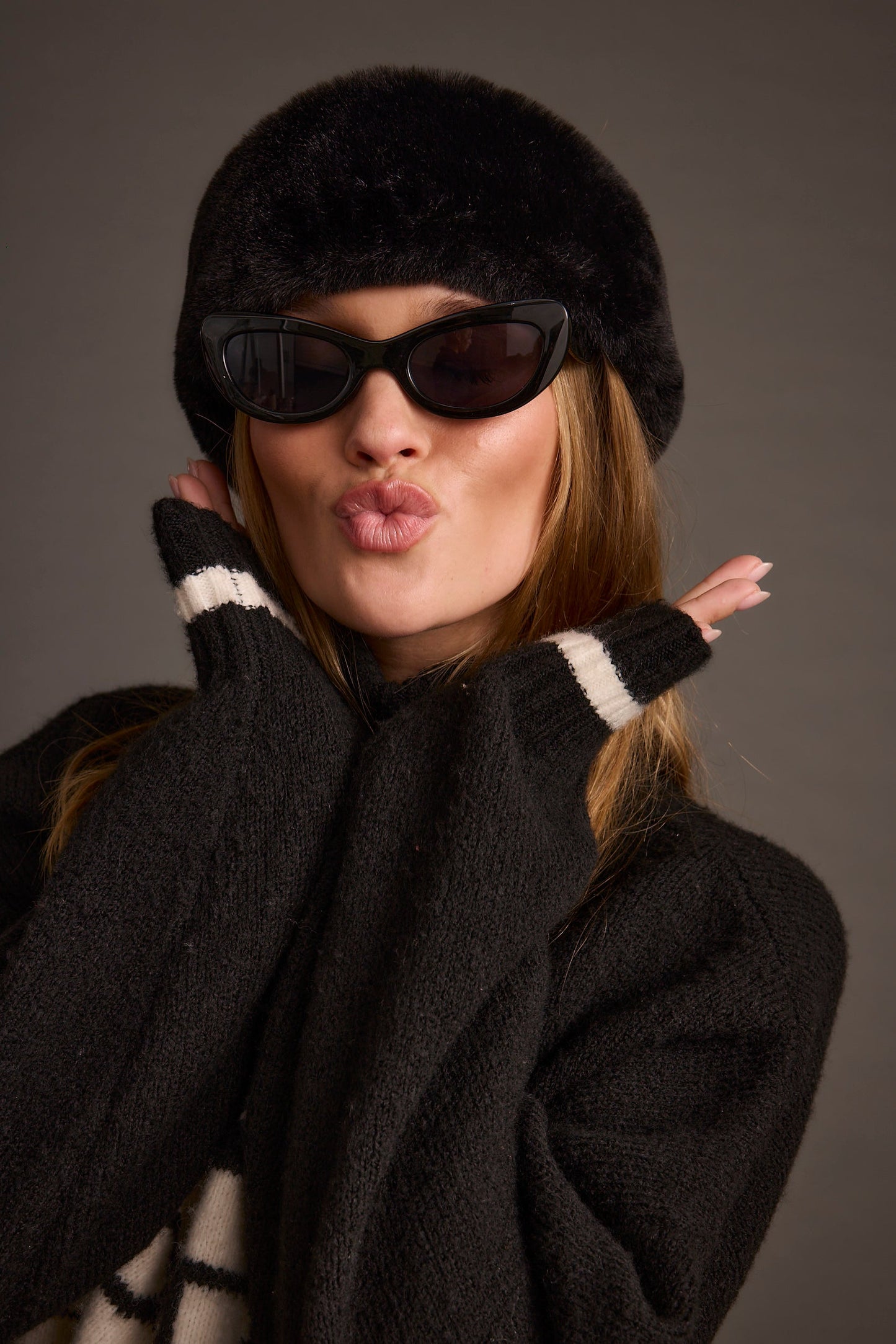 Chalet Black Faux Fur Headband
