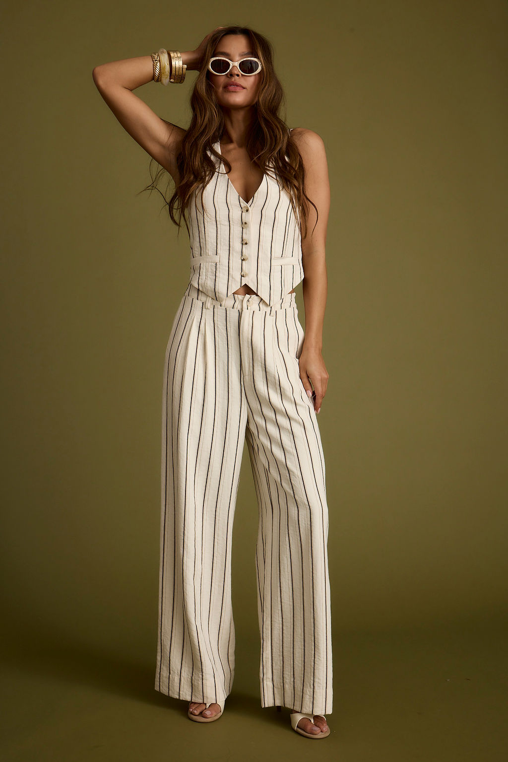 Diane White Striped Vest