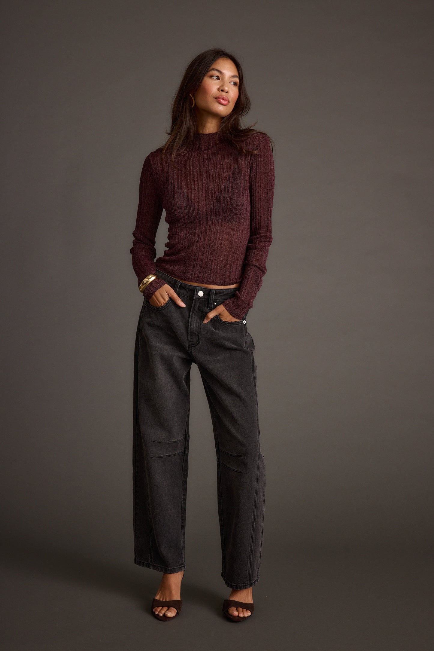 Rania Mulberry Mock Neck Top